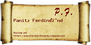 Panitz Ferdinánd névjegykártya